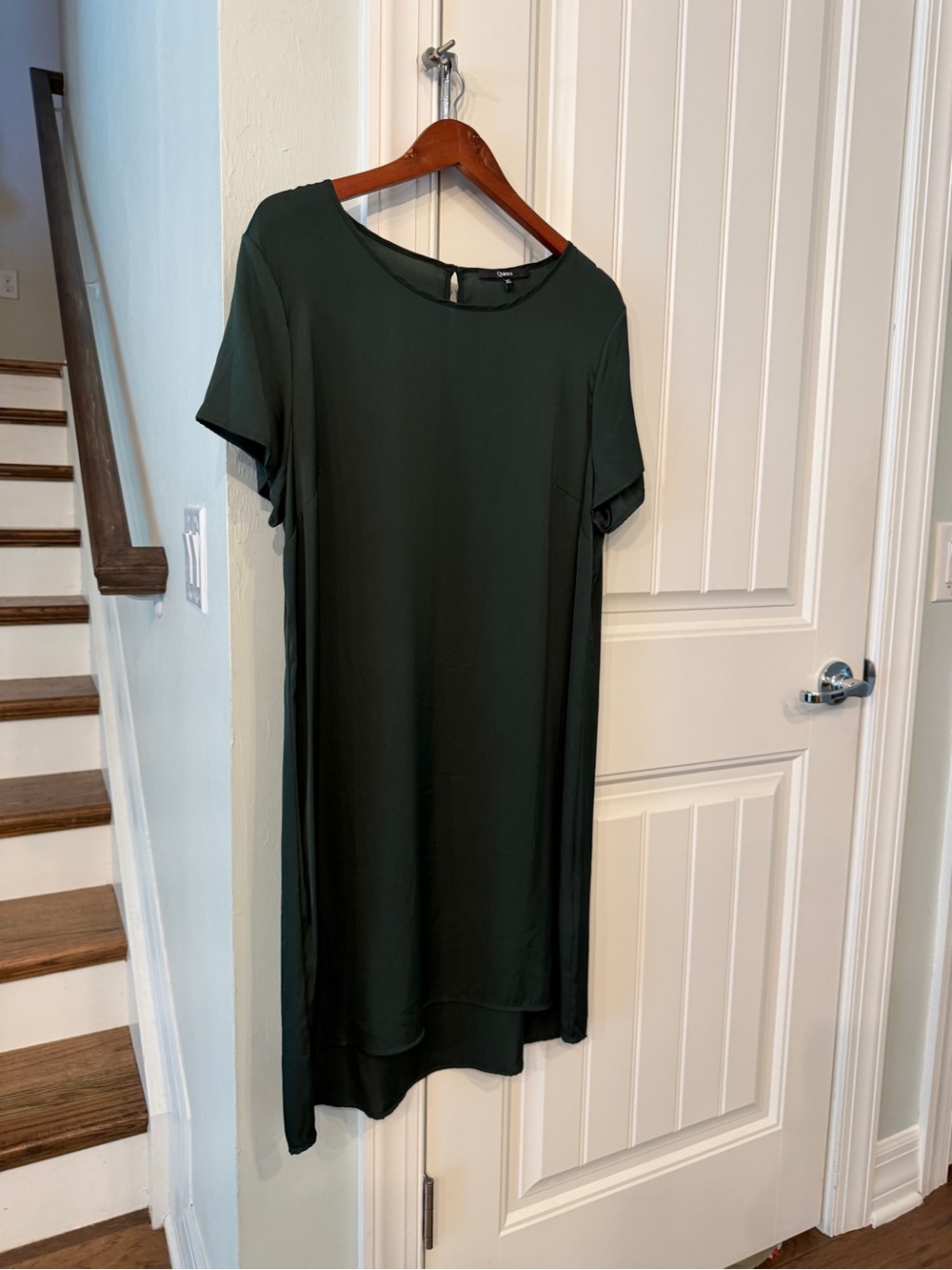 Quince Silk T-Shirt Dress XL Forest Green Short Sleeve - Picture 3 of 6
